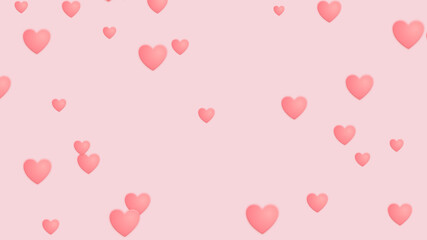 Many pink hearts flying background