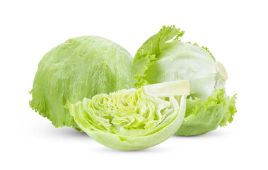 Green Iceberg lettuce on White