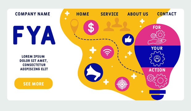 Vector website design template . FYA - For Your Action acronym. business concept. illustration for website banner, marketing materials, business presentation, online advertising.