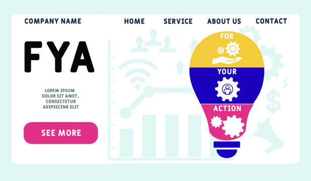 Vector website design template . FYA - For Your Action acronym. business concept. illustration for website banner, marketing materials, business presentation, online advertising.