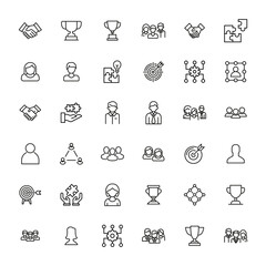 Simple set of leadership icons in trendy line style.