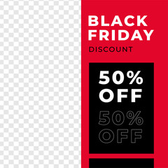 Black friday sale discount poster social media post template red modern minimalis style