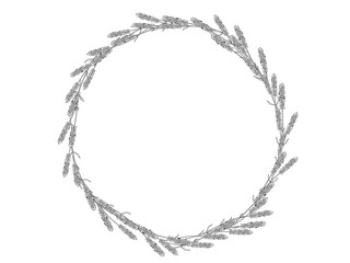 ラベンダーのフレーム_丸_線画