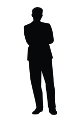 Standing businessman silhouette vector on white background