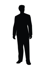 Obraz na płótnie Canvas Standing businessman silhouette vector on white background