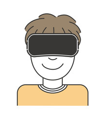 Man enjoy entertainment with VR goggles headset icon
