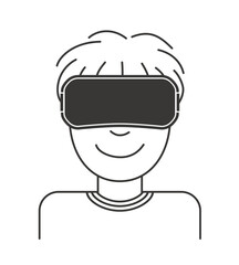 Man enjoy entertainment with VR goggles headset icon
