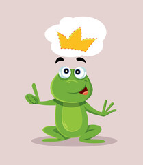 Funny Prince Frog Vector Cartoon Illustration