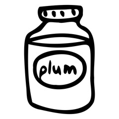 Vector illustration of a jar of jam. Plum Jam.