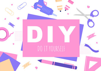 DIY Tools Do It Yourself Background Illustration For Home Renovation and Creative Projects. Using To Banner, Wallpaper or Landing Page Template