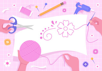 DIY Tools Do It Yourself Background Illustration For Home Renovation and Creative Projects. Using To Banner, Wallpaper or Landing Page Template