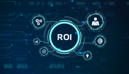 Business, Technology, Internet and network concept. ROI Return on Investment Finance Profit Success.