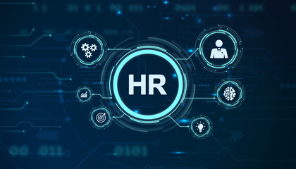 Business, Technology, Internet and network concept. Human Resources HR management recruitment employment headhunting concept. - obrazy, fototapety, plakaty
