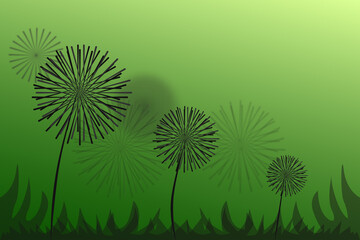 Dandelion with blur and gradient background design concept. Nature background vector illustration of dandelion.