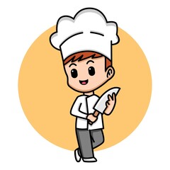 Cute boy chef cartoon illustration