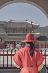 Gyeongbok Palace guard dressed in traditional costumes   Seoul, Korea