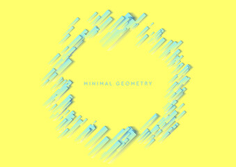 Abstract cyan yellow pastel geometric circle frame vector background