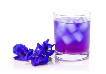 Butterfly pea juice ice tea