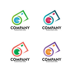 Camera silhouette logo template design - vector