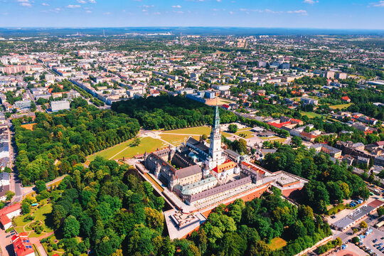 Aerial view of Jasna Gora in Czestochowa Silesian voivodeship in Poland