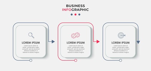 Vector Infographic design business template with icons and 3 options or steps. Can be used for process diagram, presentations, workflow layout, banner, flow chart, info graph