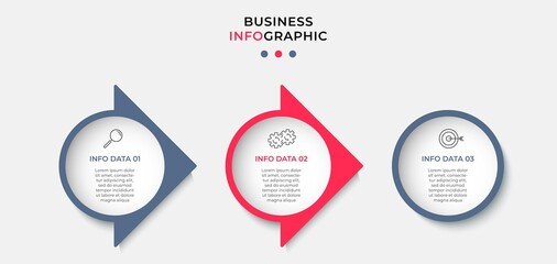 Vector Infographic design business template with icons and 3 options or steps. Can be used for process diagram, presentations, workflow layout, banner, flow chart, info graph