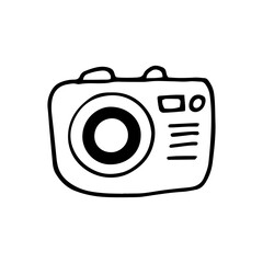 photo camera icon. hand drawn doodle. vector, scandinavian, nordic, minimalism, monochrome. travel, frame, take pictures.