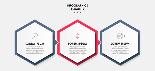 Vector Infographic design business template with icons and 3 options or steps. Can be used for process diagram, presentations, workflow layout, banner, flow chart, info graph