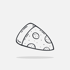 Hand drawn pizza icon Design Template. vector sketch doodle illustration. Outline style, Perfect for food concepts, diet infographics, icons or web design, street restaurants menu