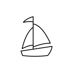 Boat, ship, yacht icon in flat black line style, isolated on white background 
