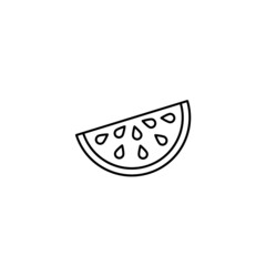 Watermelon in flat black line style, isolated on white background 