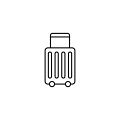 Travel suitcase icon in flat black line style, isolated on white background 