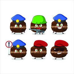 A dedicated Police officer of chocolate macaron mascot design style. Vector illustration