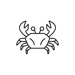 Fototapeta premium Crab icon in flat black line style, isolated on white background 