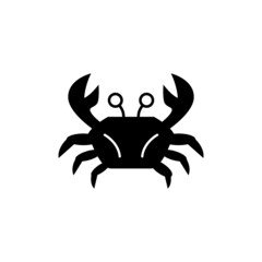 Crab icon in solid black flat shape glyph icon, isolated on white background 
