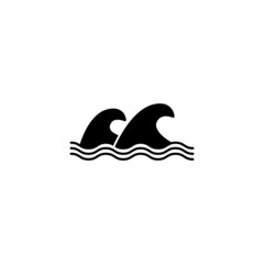 Ocean wave, sea wave icon in solid black flat shape glyph icon, isolated on white background 