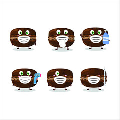 A picture of chocolate macaron cartoon design style keep staying healthy during a pandemic. Vector illustration