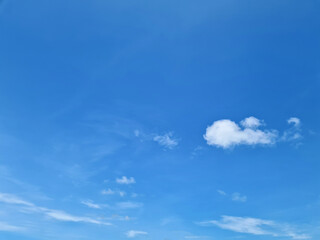 The blue sky and cute little white clouds floated.