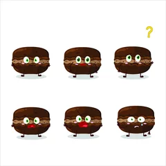 Fotobehang Cartoon character of chocolate macaron with what expression. Vector illustration © kongvector