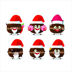 Santa Claus emoticons with chocolate macaron cartoon character. Vector illustration