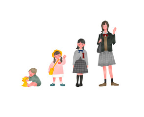 男性と女性の成長おしゃれ温かい全身手描きイラスト Adult Wall Mural Adu 陽子 冨田