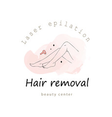 Laser epilation and cosmetology. Female smooth legs. Hair removal procedure. Skin care and SPA concept. Vector Illustration of elegant feet in a trendy minimalist style. Linear logo.