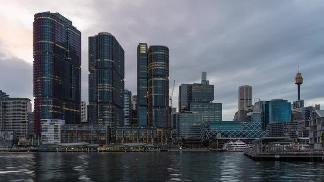A Night to Day Timelapse of Barangaroo Tower Buildings in Sydney 