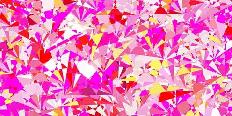 Light Pink, Yellow vector texture with random triangles.
