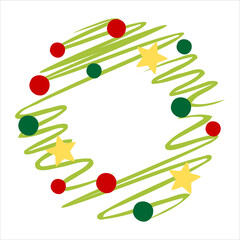 Sketch Christmas wreath with ornament - Christmas holiday
