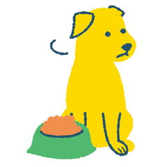 餌を食べない犬のイラスト