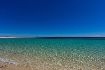 オーストラリア　ニンガルー・コーストのコーラル・ベイ・ビーチの澄んだ海