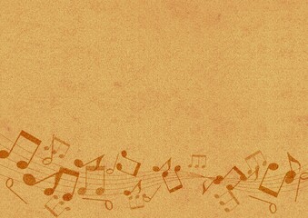 音符のフレームのあるコルクボード