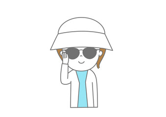 帽子とサングラスを着けている女性