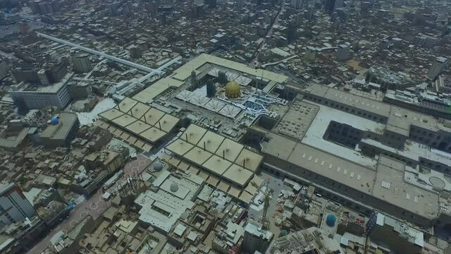 aerial footage of Wadi Al-Salam Cemetery in Najaf city